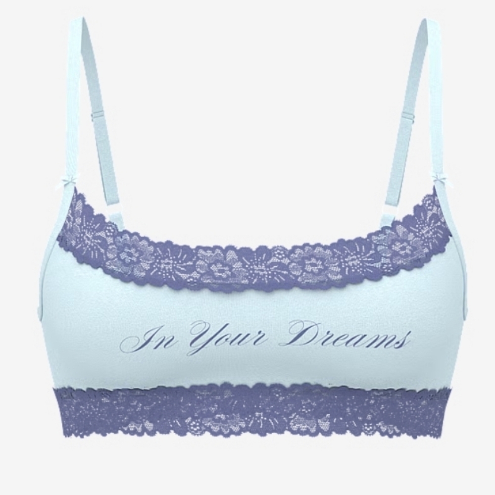 Victoria's Secret PINK Cotton LaceTrim Bralette Blue In Your Dreams